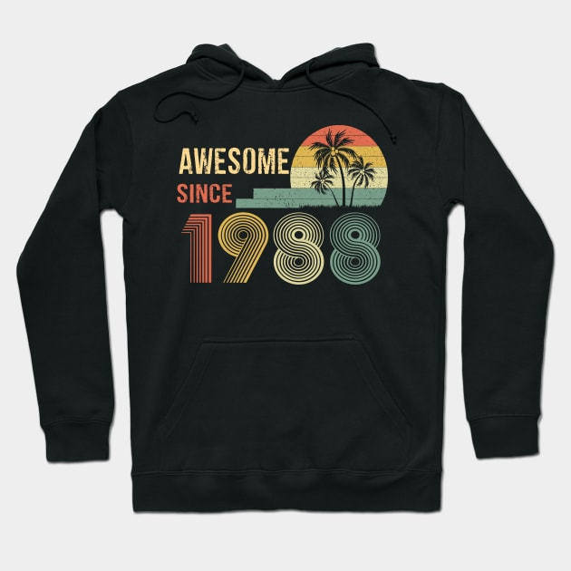 34 Years Old Awesome Since 1988 Gifts 34th Birthday Gift Hoodie by peskybeater